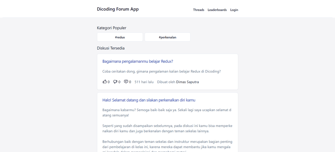 Dicoding Forum App